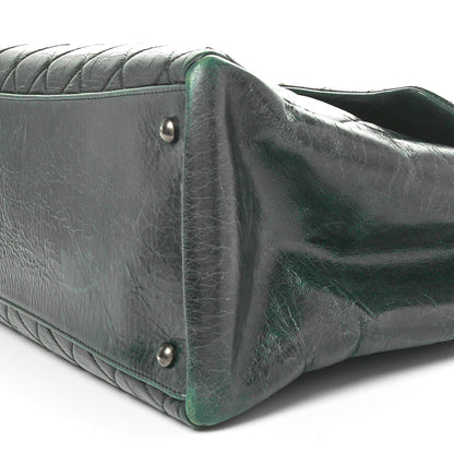 Chanel Glazed Calfskin Quilted Duo Color Large Tote Dark Green 10 of 10