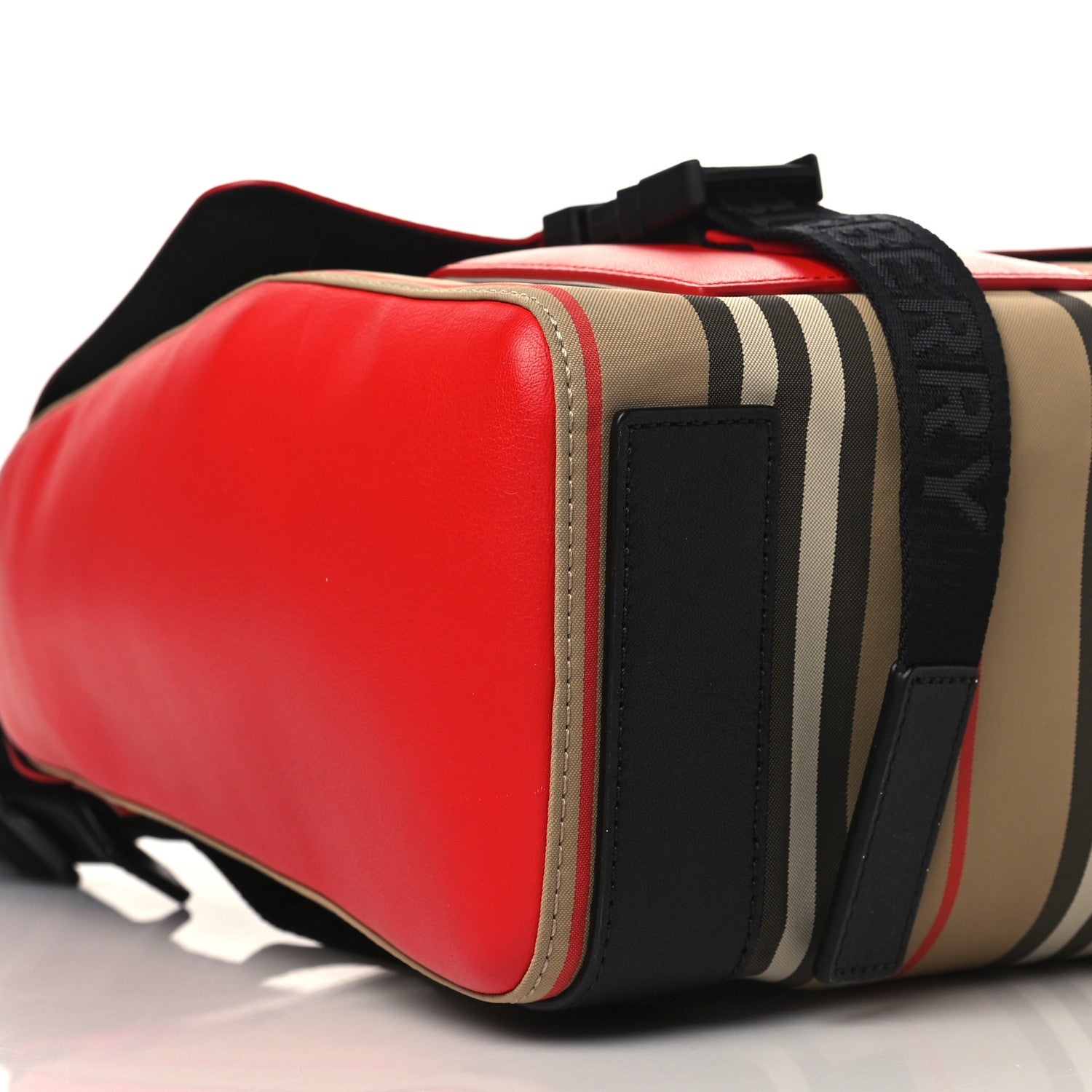 Burberry Canvas House Check Convertible Satchel Backpack Bright Military Red 7 of 9