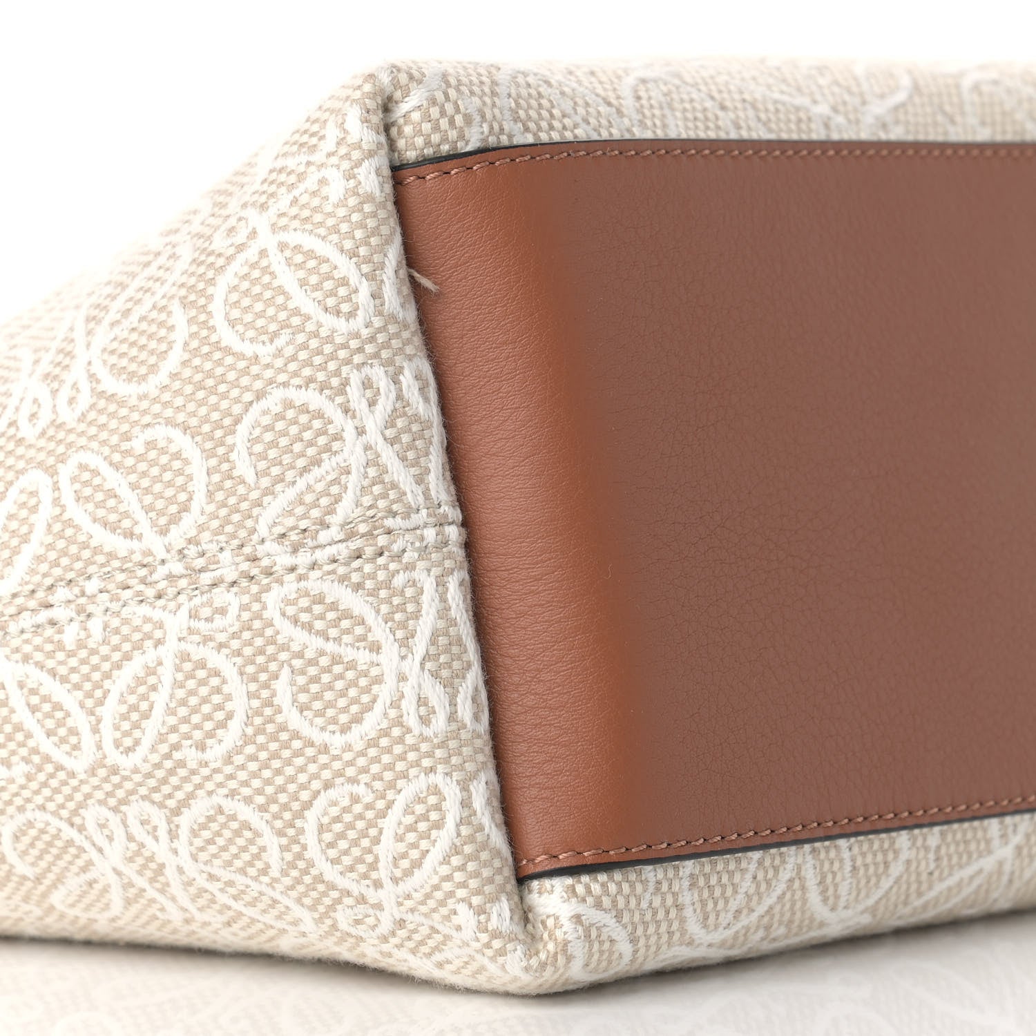 Loewe Jacquard Anagram Calfskin Small Cubi Bag Ecru Tan 8 of 10