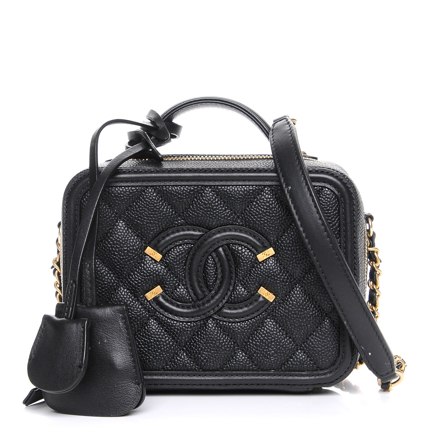 Chanel Caviar Quilted Small CC Filigree Vanity Case Black 1 of 9