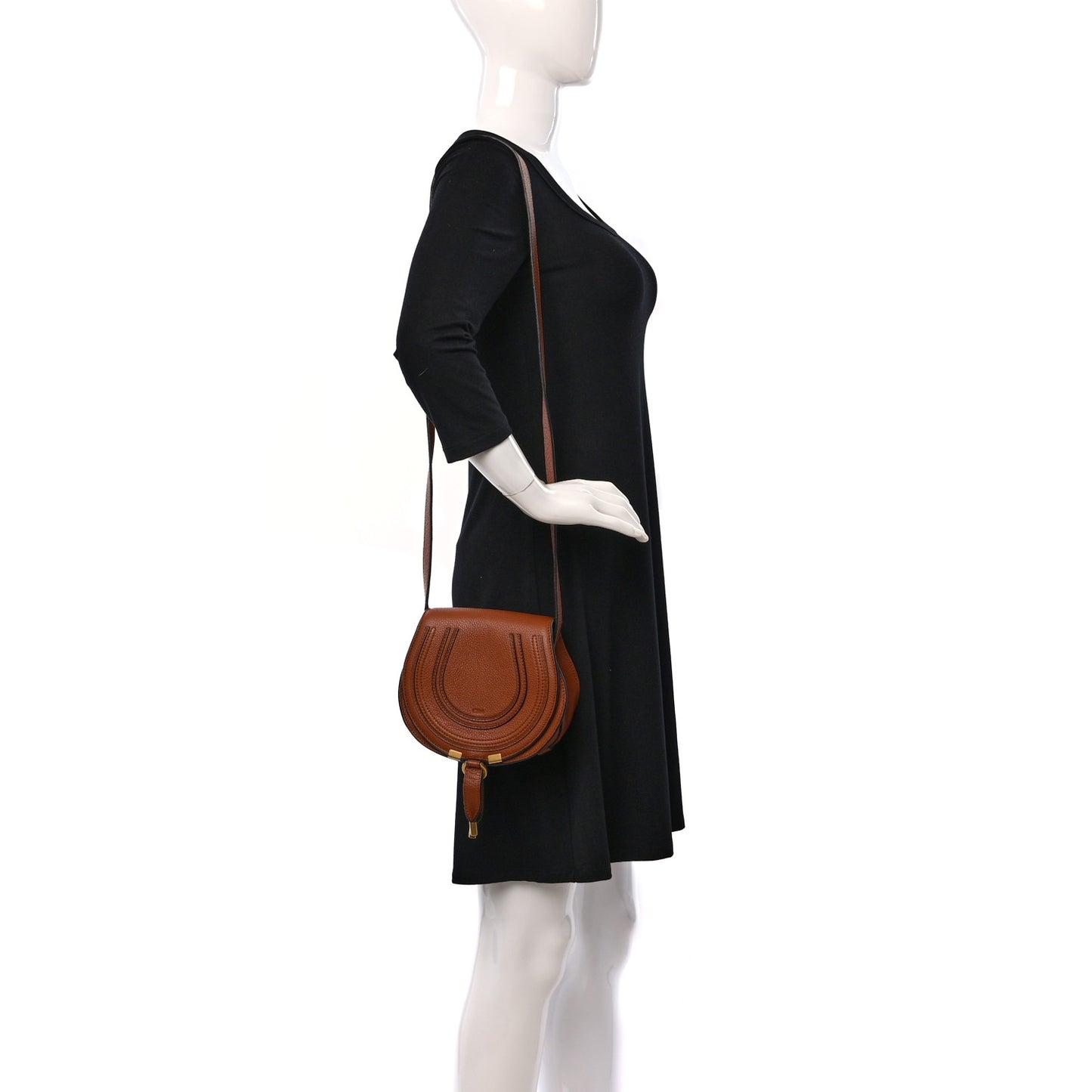 Calfskin Mini Marcie Round Crossbody Bag Tan