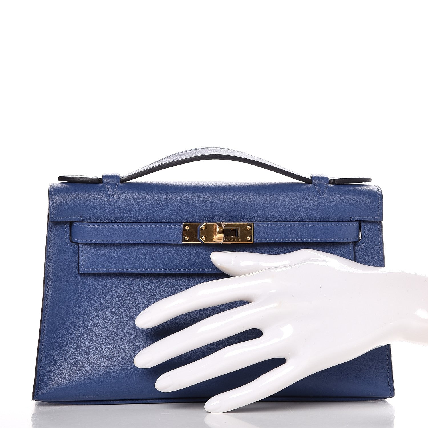 Hermes Swift Kelly Pochette Clutch Bleu Brighton 2 of 27