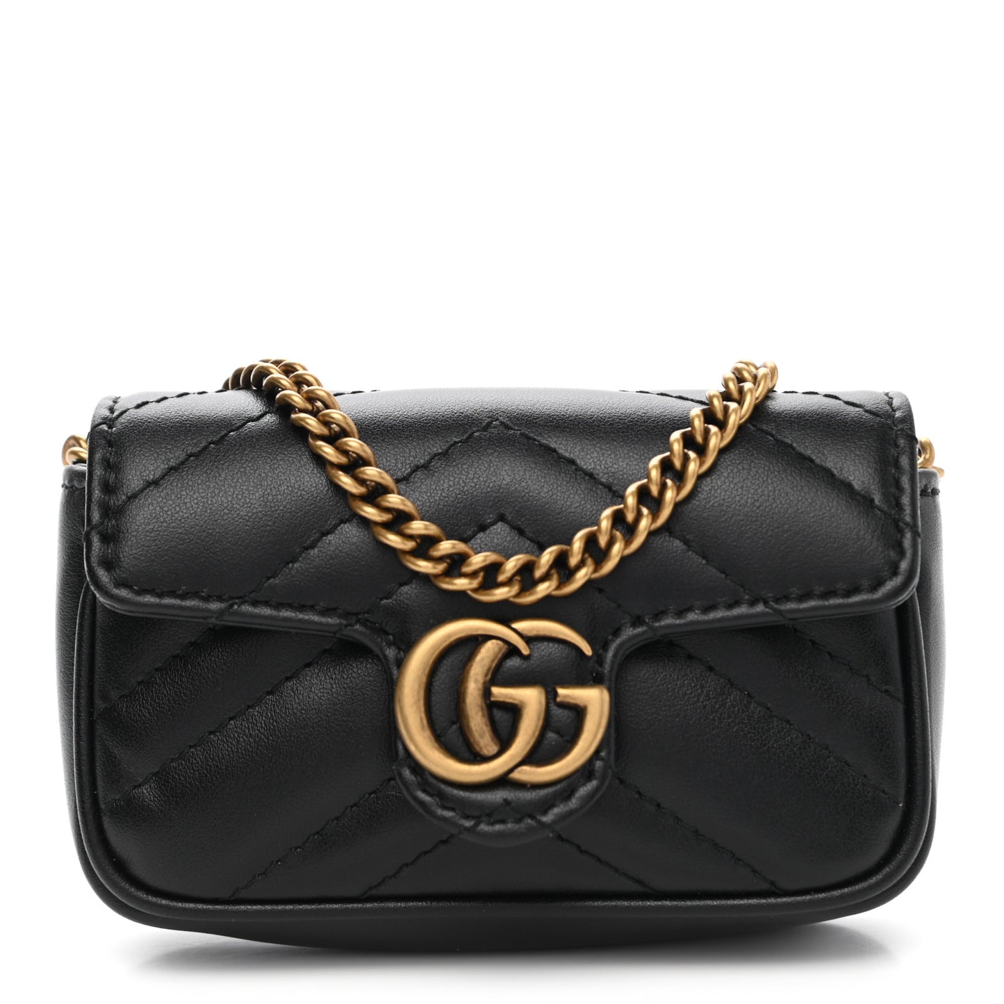 Calfskin Matelasse GG Marmont 2.0 Coin Purse On A Chain Black