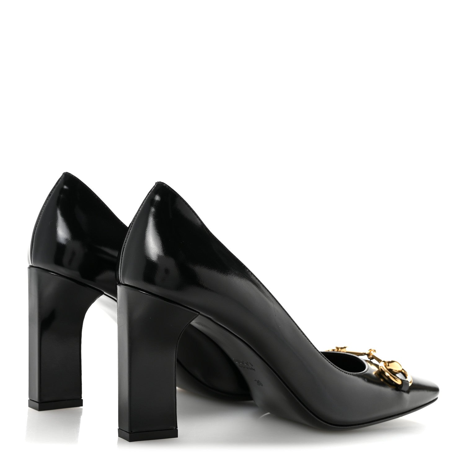 Gucci Shiny Calfskin Horsebit Signora 85mm Pumps 39 Black 5 of 10