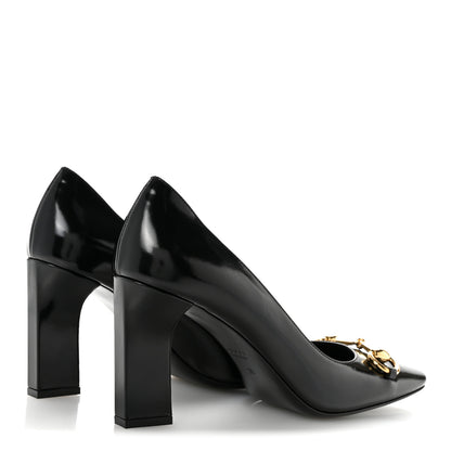 Gucci Shiny Calfskin Horsebit Signora 85mm Pumps 39 Black 5 of 10
