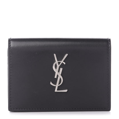 Saint Laurent Lambskin Monogram Card Case Black 1 of 7