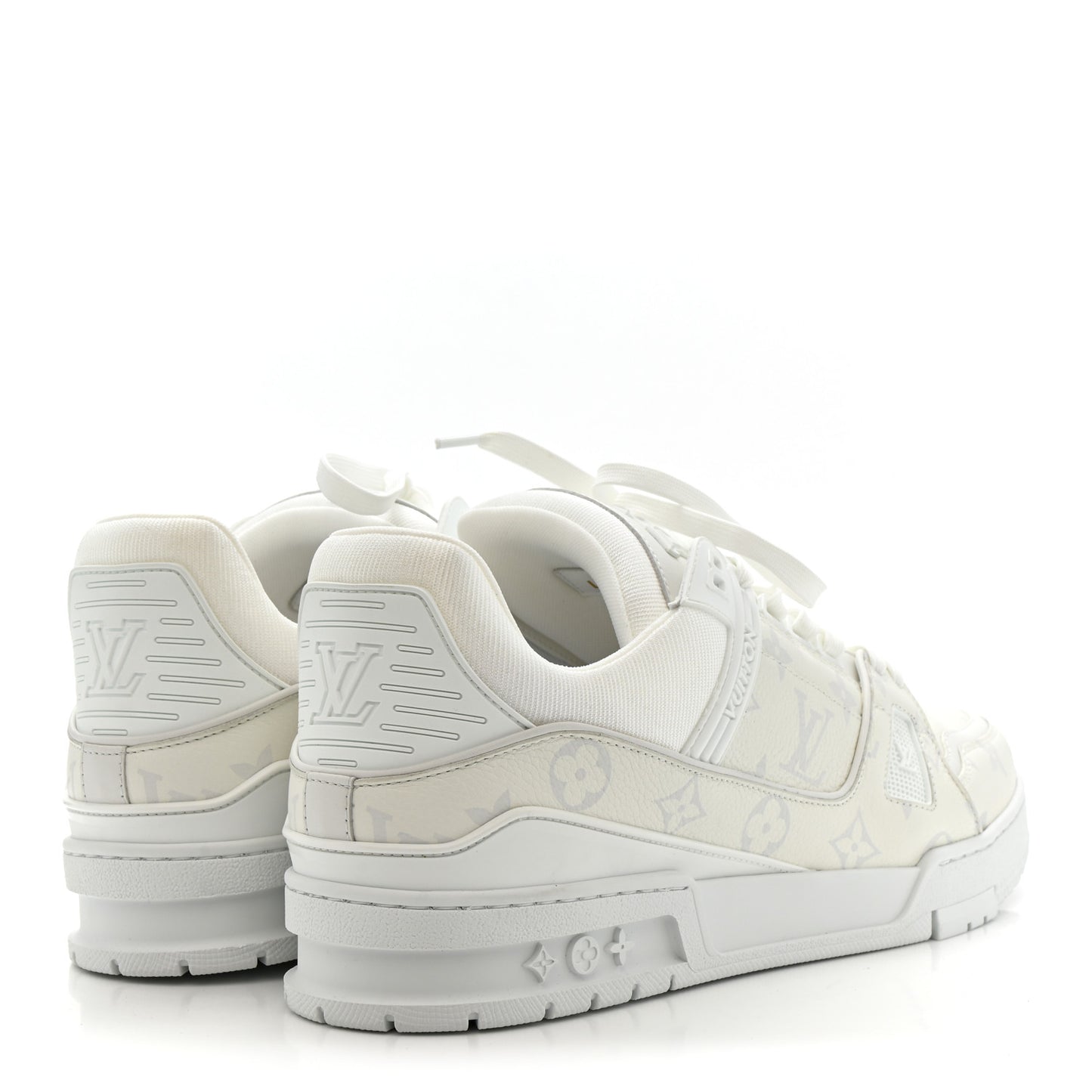 Calfskin Monogram Mens LV Trainer Sneakers 10 White