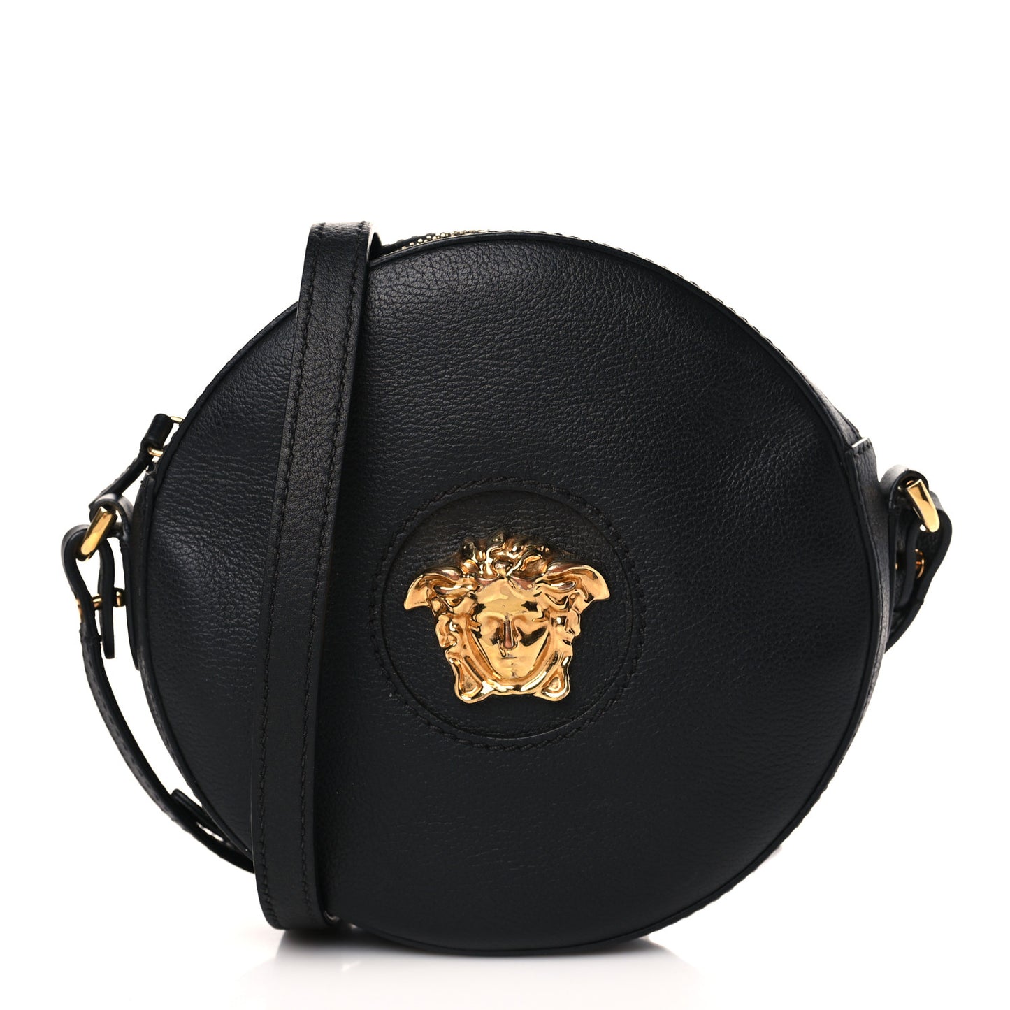 Calfskin La Medusa Round Camera Bag Black