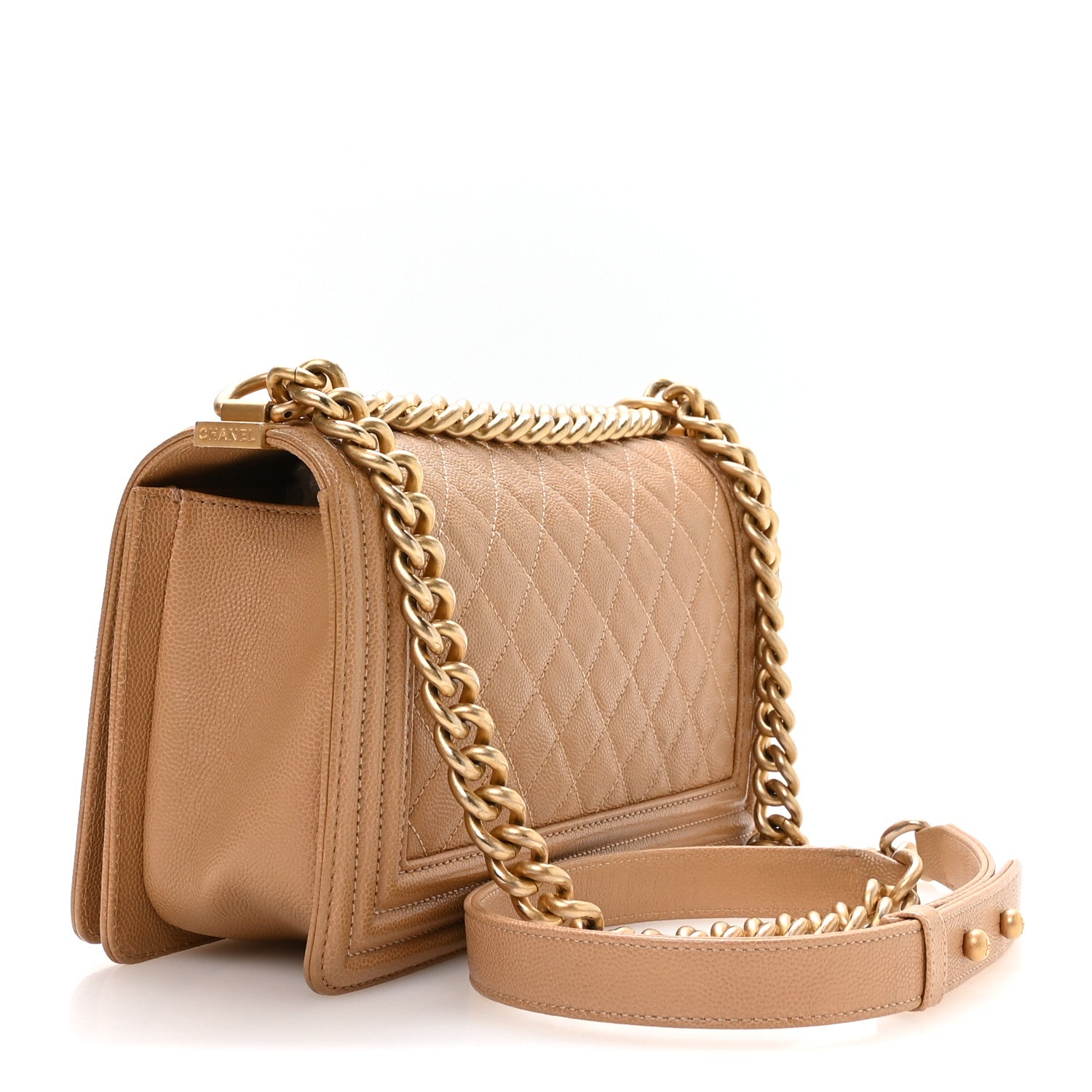 Chanel Caviar Quilted Medium Boy Flap Beige 3 of 10