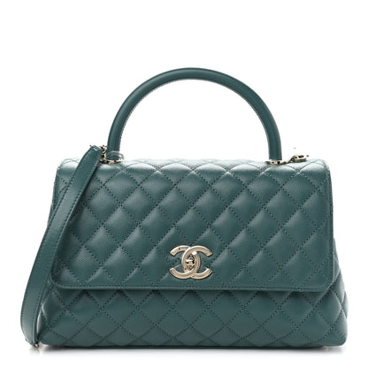 Chanel Caviar Quilted Small Coco Handle Flap Green 1 of 8