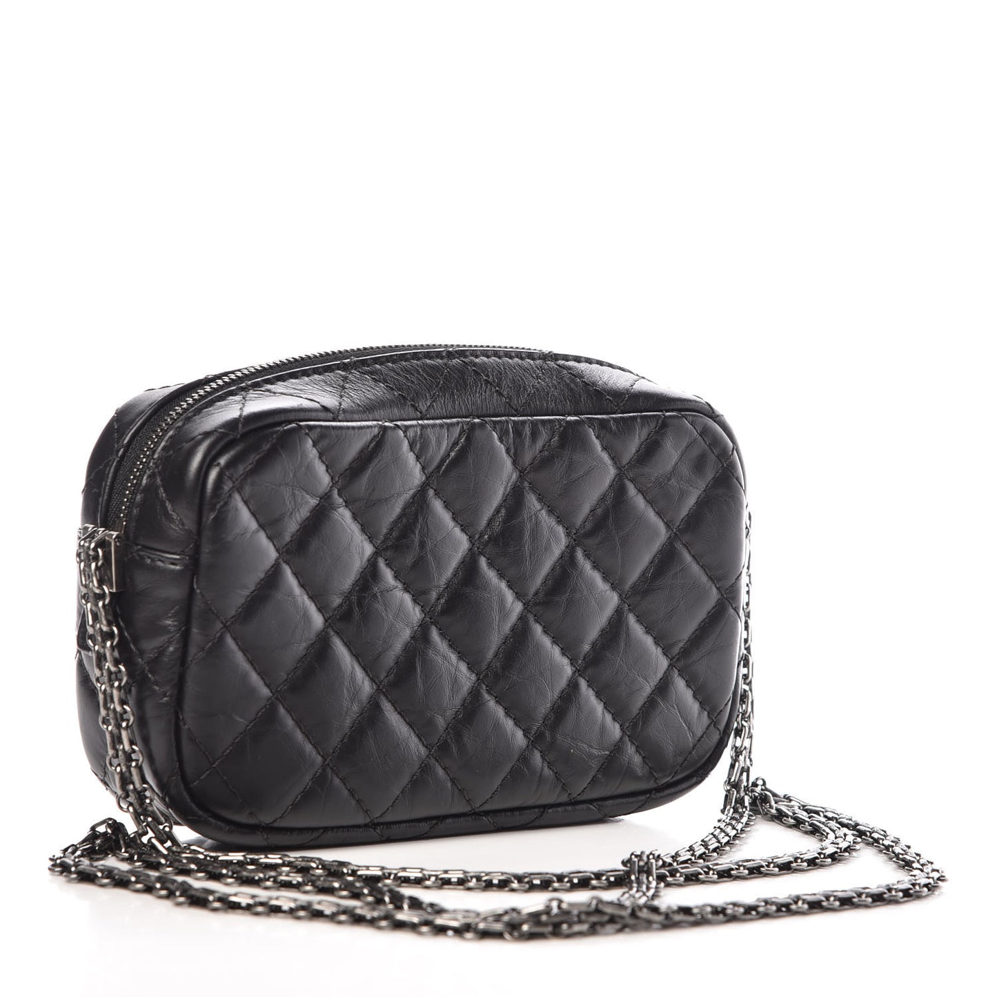 Aged Calfskin Quilted Mini Reissue Camera Case Black