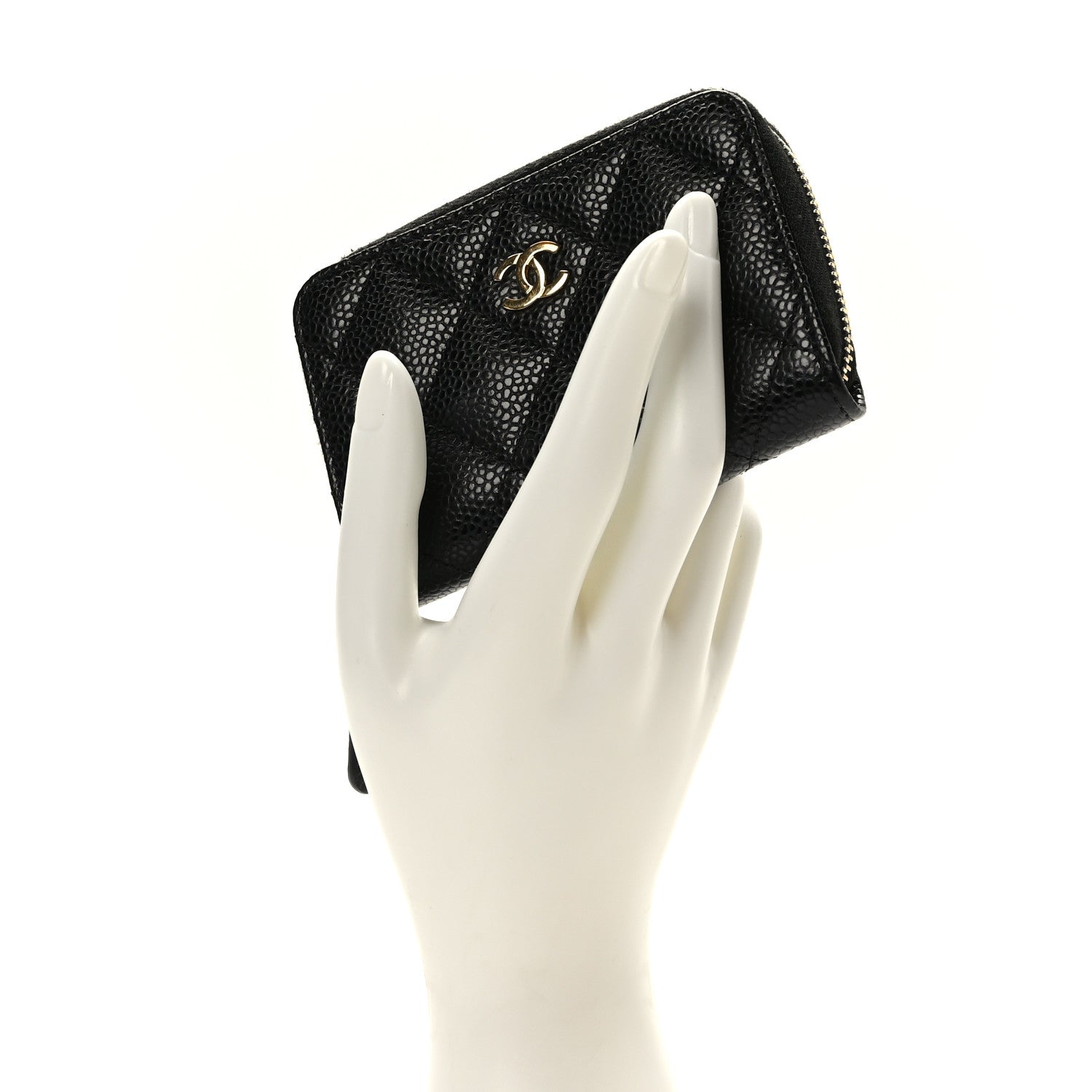 Chanel Caviar Quilted Zip Coin Purse Black 2 of 9