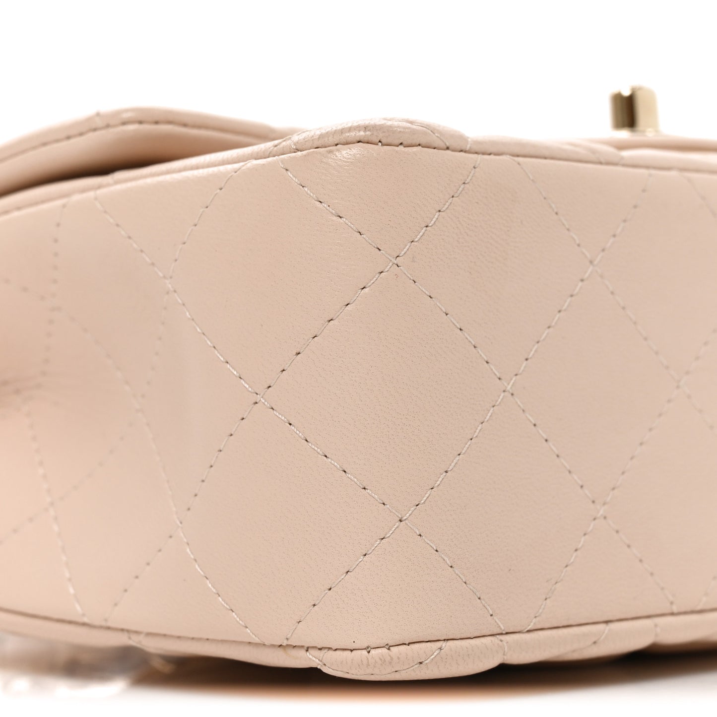 Lambskin Quilted Mini Rectangular Flap Light Beige