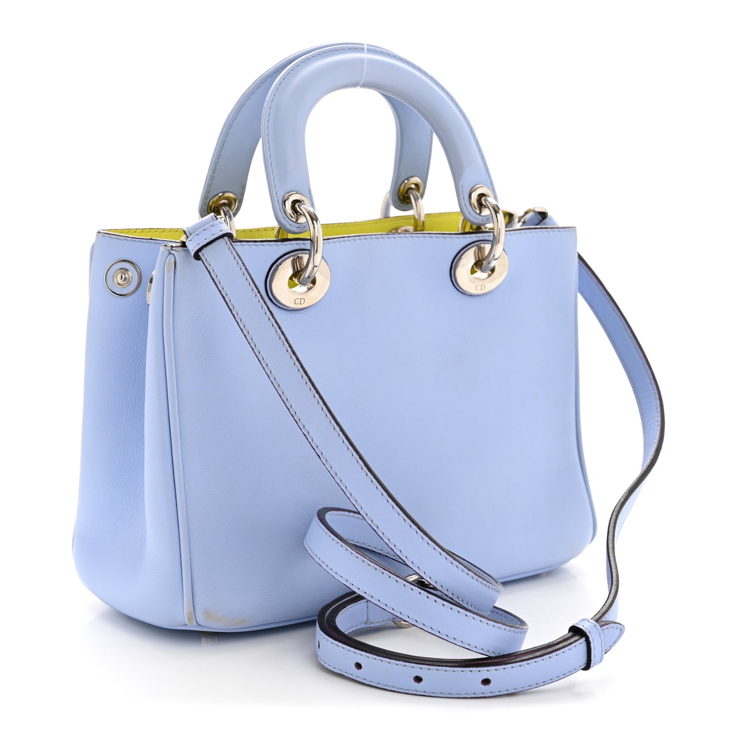 Smooth Calfskin Mini Diorissimo Tote Lavender Jaune Fluo