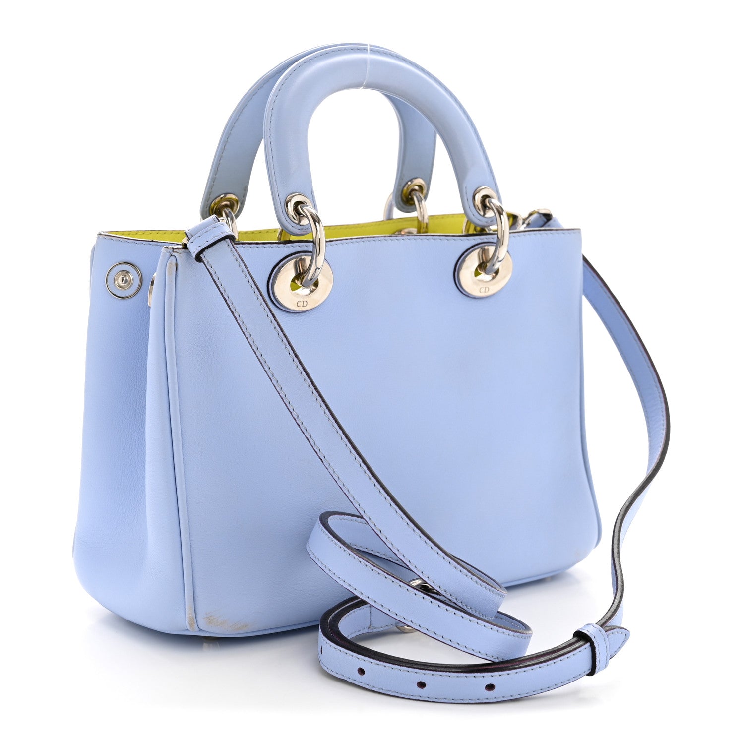 Christian Dior Smooth Calfskin Mini Diorissimo Tote Lavender Jaune Fluo 3 of 17