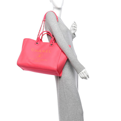 Chanel Mixed Fibers Calfskin Medium Deauville Tote Pink Orange 2 of 12