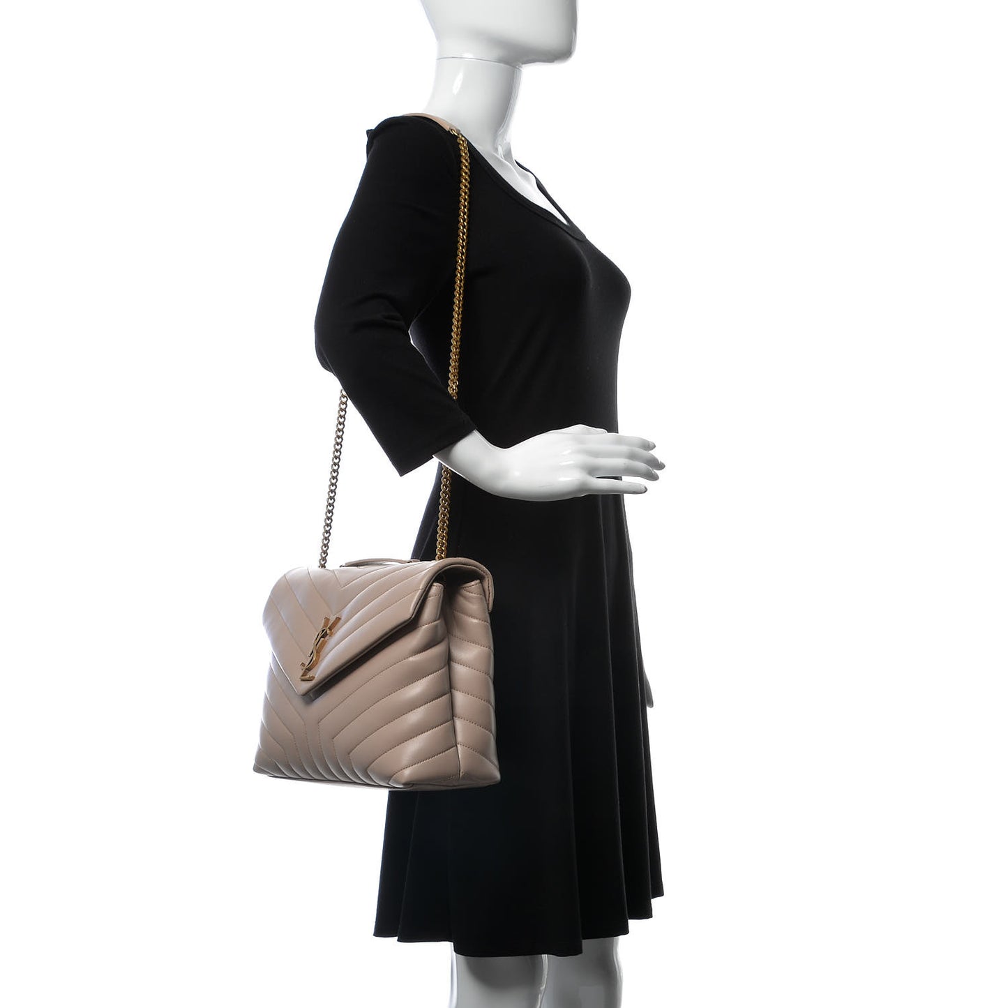Calfskin Y Quilted Monogram Medium Loulou Chain Satchel Light Natural