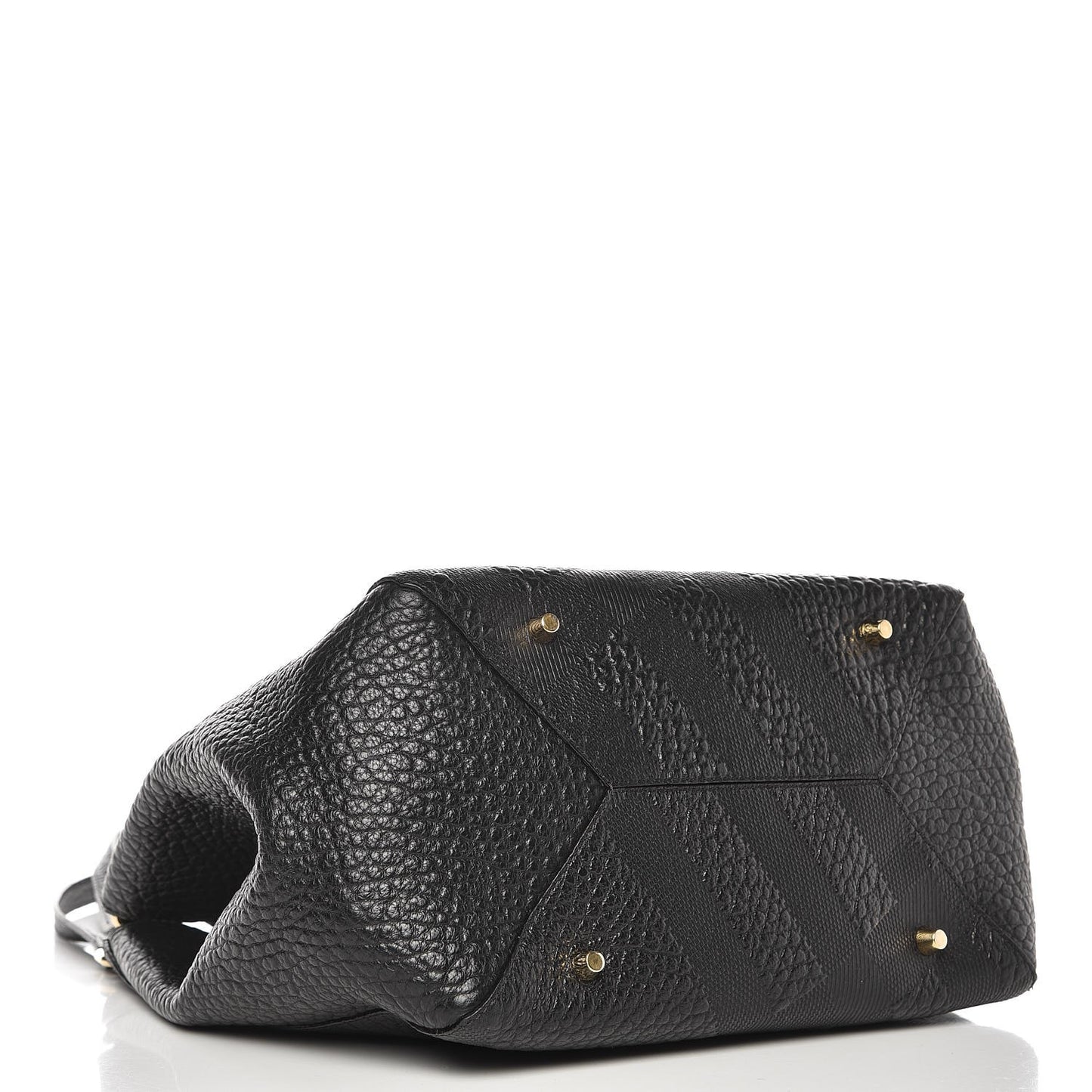Signature Grain Calfskin Check Embossed Small Canterbury Tote Black