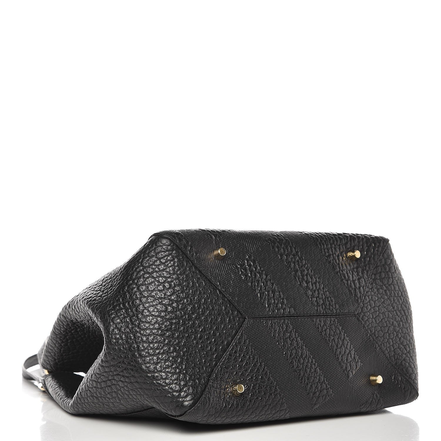 Burberry Signature Grain Calfskin Check Embossed Small Canterbury Tote Black 5 of 11