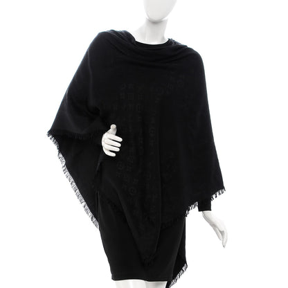 Louis Vuitton Silk Wool Monogram Shawl Black 2 of 10