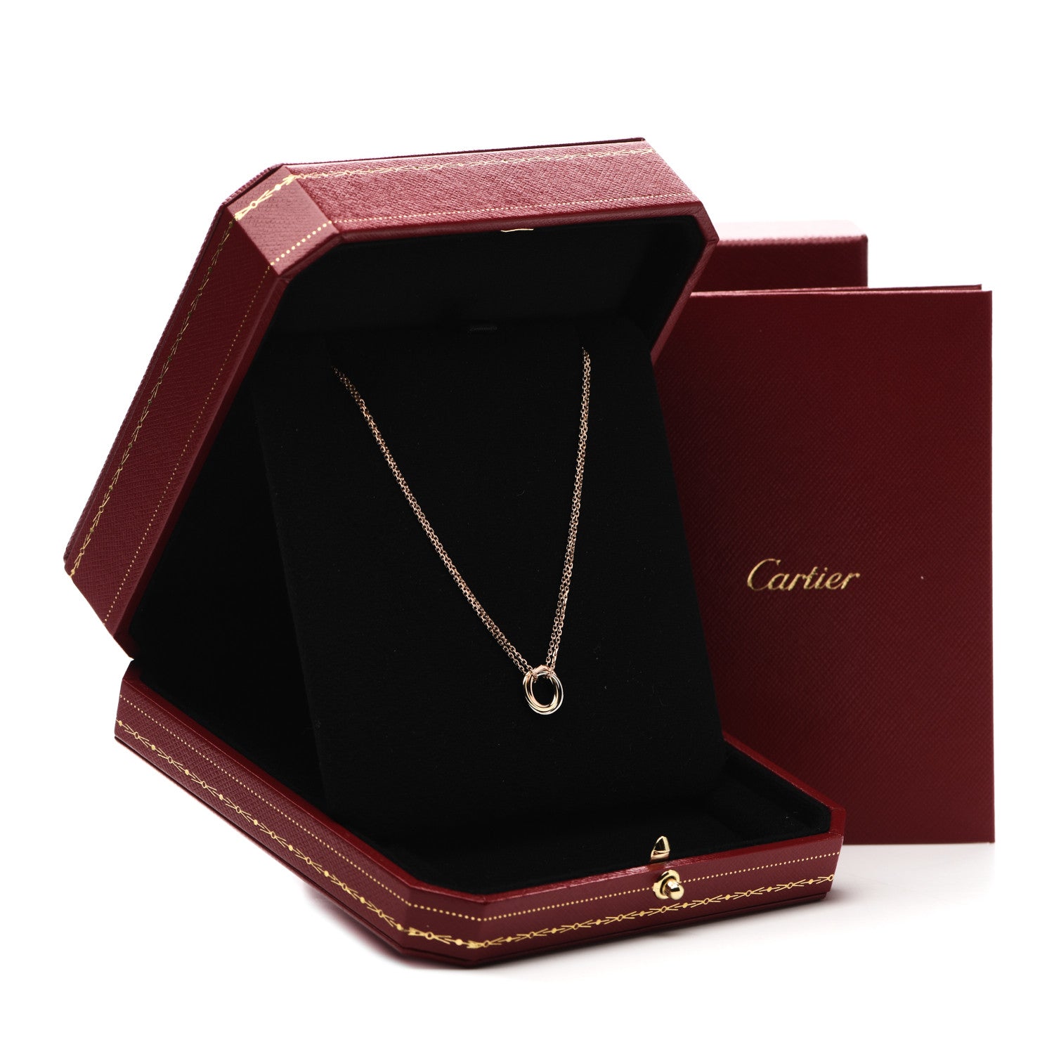 Cartier 18K Pink Yellow White Gold Trinity Double Chain Pendant Necklace 6 of 6