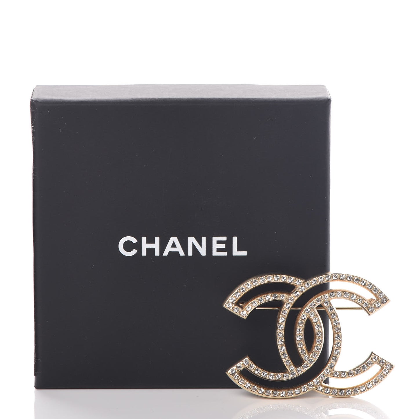 Crystal CC Brooch Light Gold
