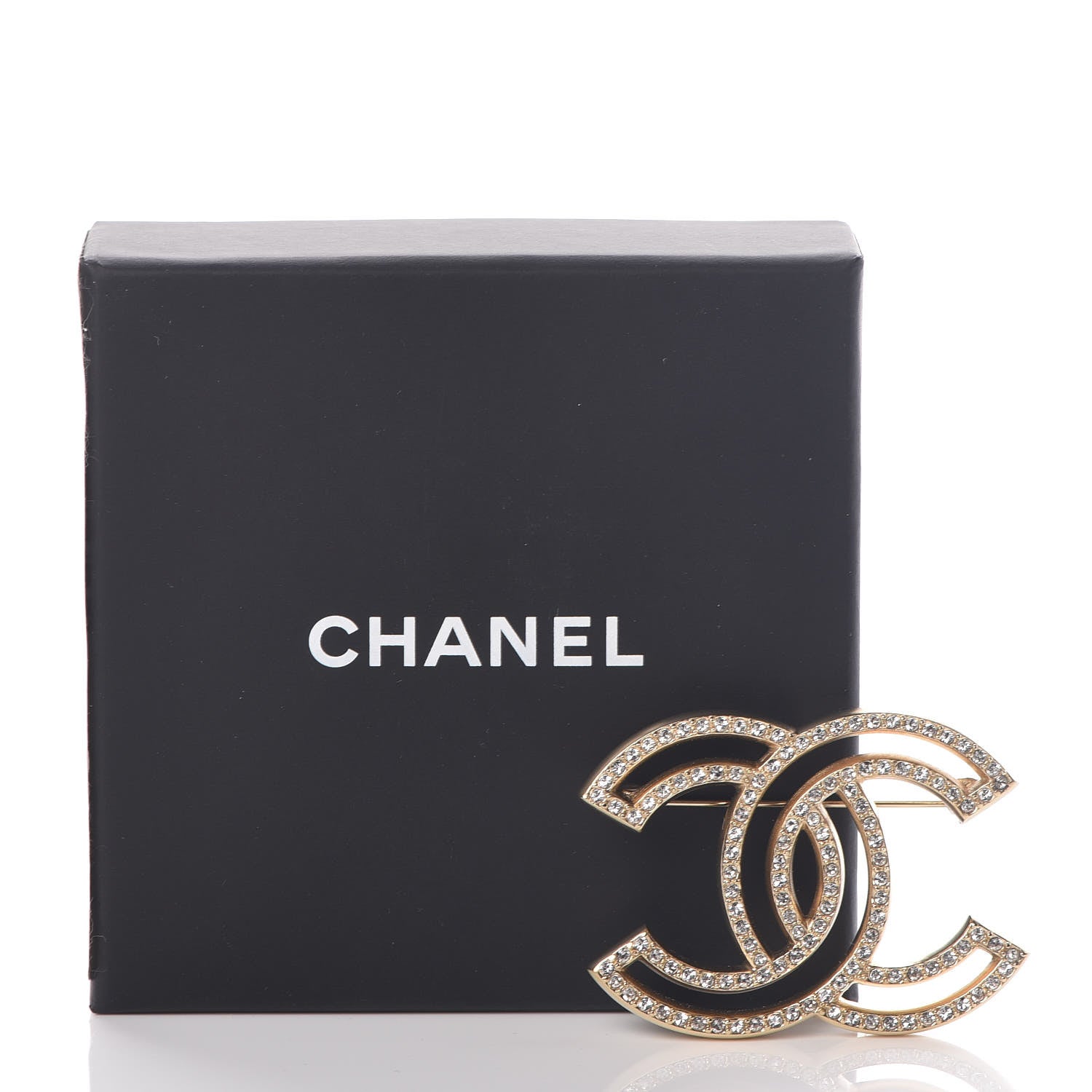 Chanel Crystal CC Brooch Light Gold 5 of 5