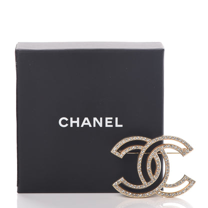 Chanel Crystal CC Brooch Light Gold 5 of 5