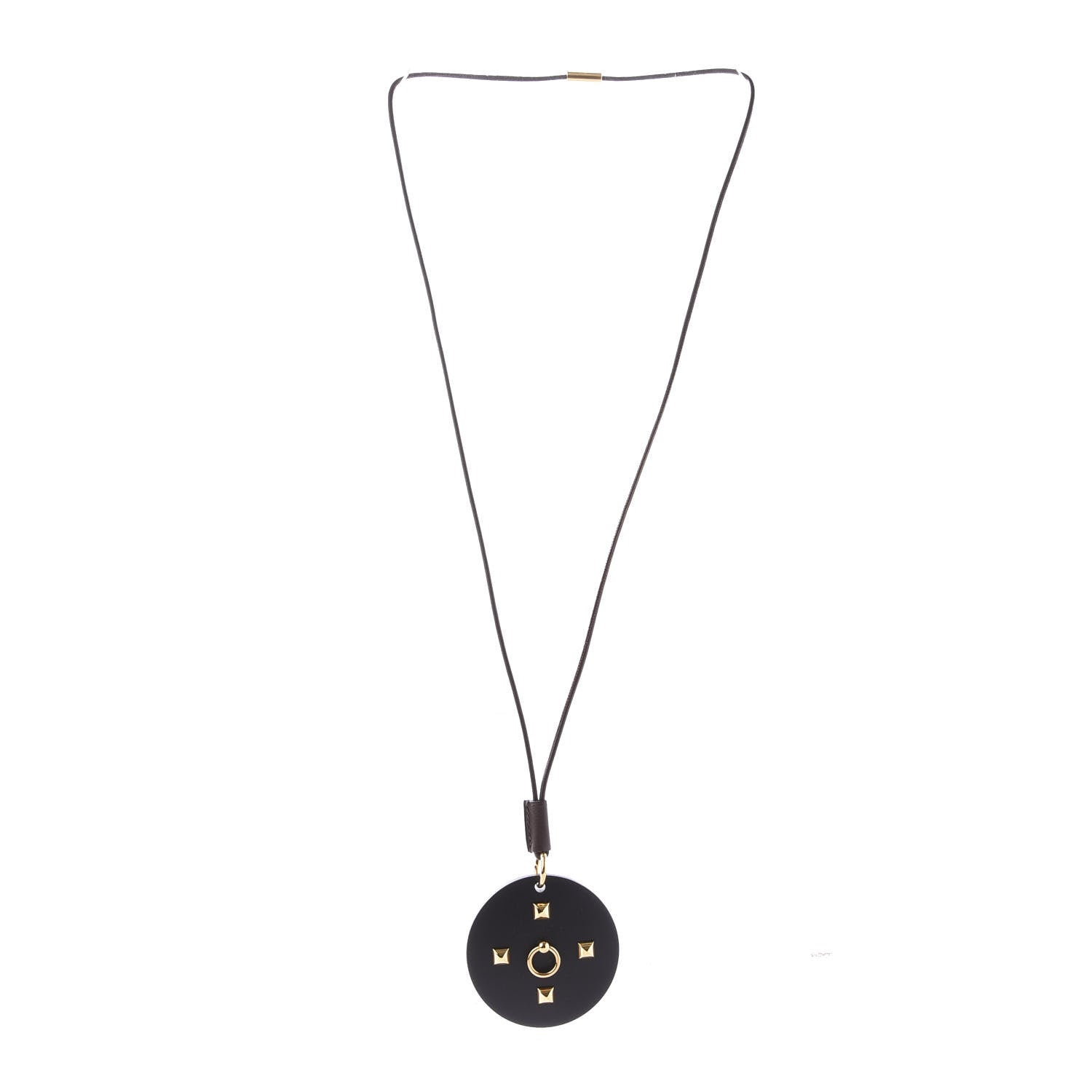 Hermes Pearwood Medor Pendant Necklace Black 2 of 5