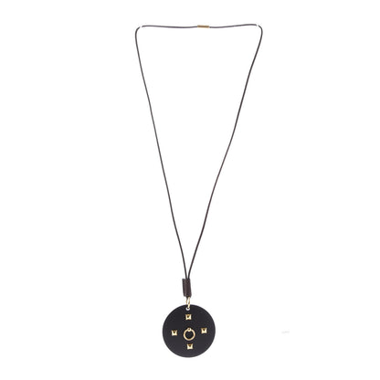 Hermes Pearwood Medor Pendant Necklace Black 2 of 5