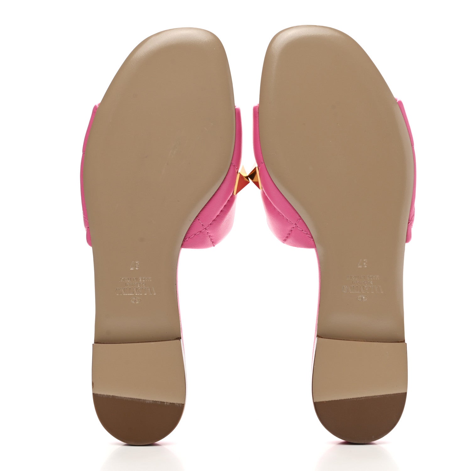 Valentino Garavani Nappa Roman Stud Flat Slide Sandals 37 Feminine Pink 5 of 10