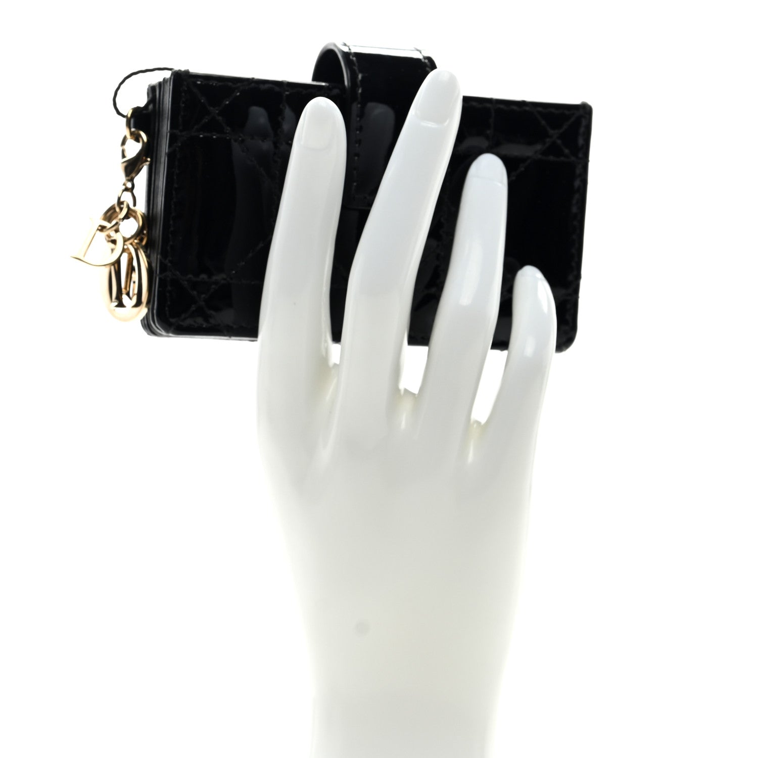 Christian Dior Patent Cannage Lady Dior 5-Gusset Card Holder Black 2 of 6