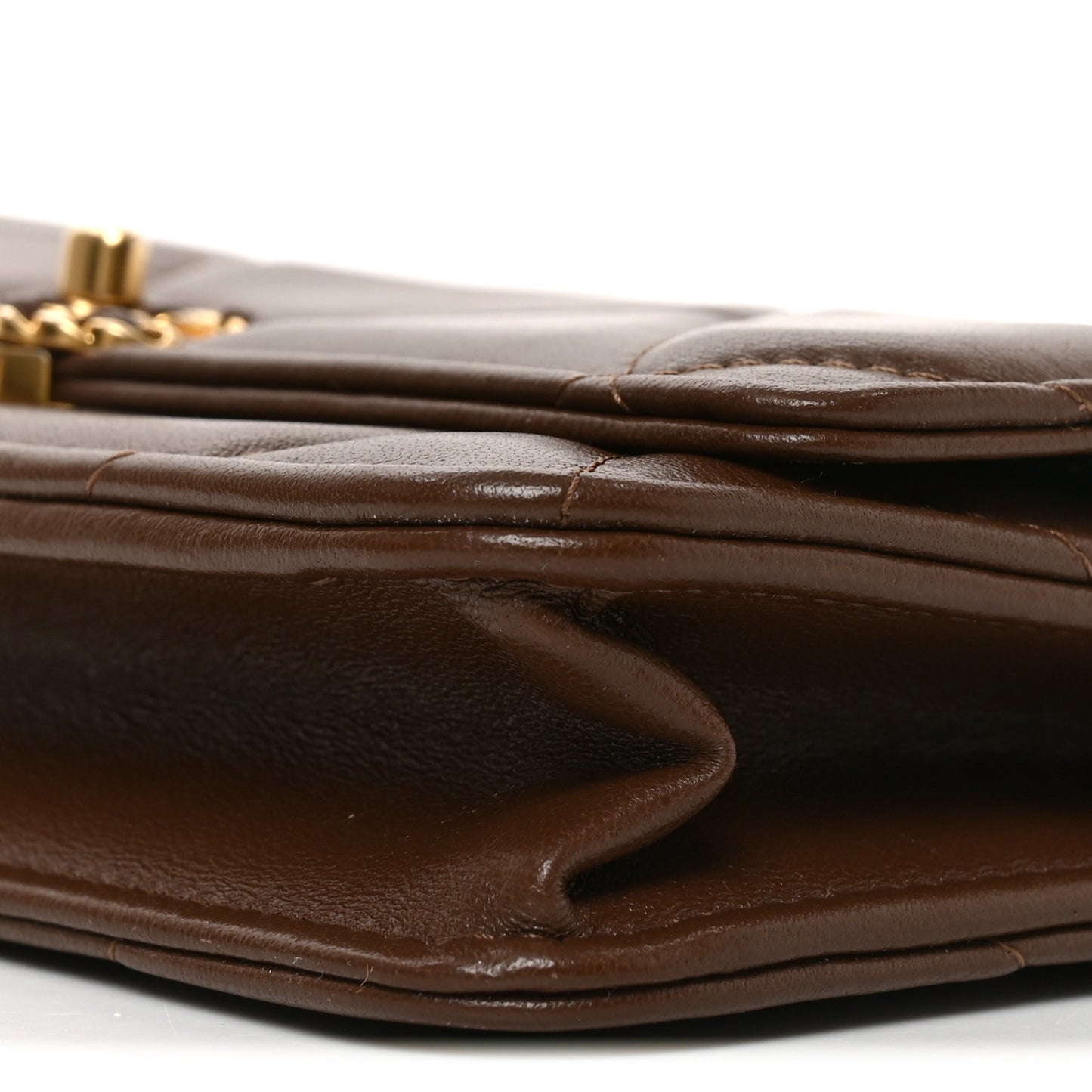 Lambskin Quilted Chanel 19 Wallet On Chain WOC Brown