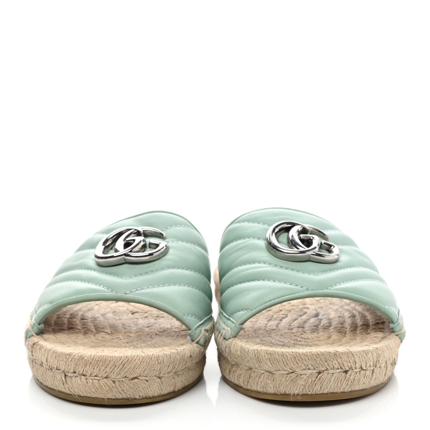 Nappa Matelasse GG Marmont Espadrille Slide Sandals 38 Water Green