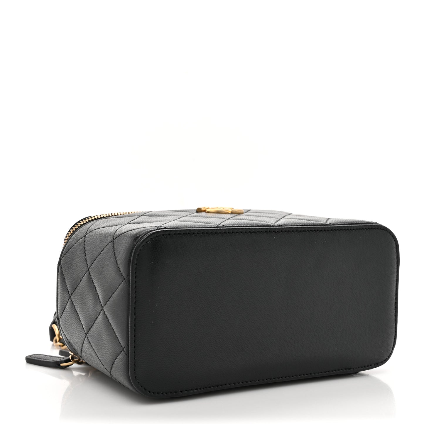 Goatskin Quilted Punk Essentials Vanity Case With Chain Black