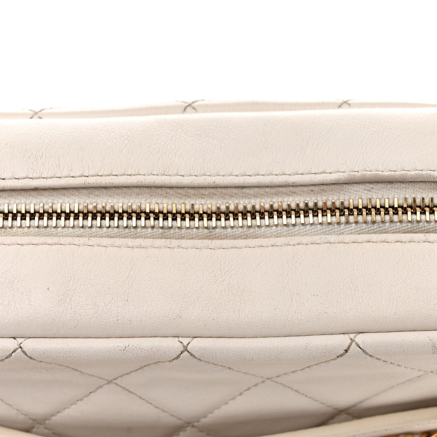 Calfskin Quilted Enchained Camera Case Bag White