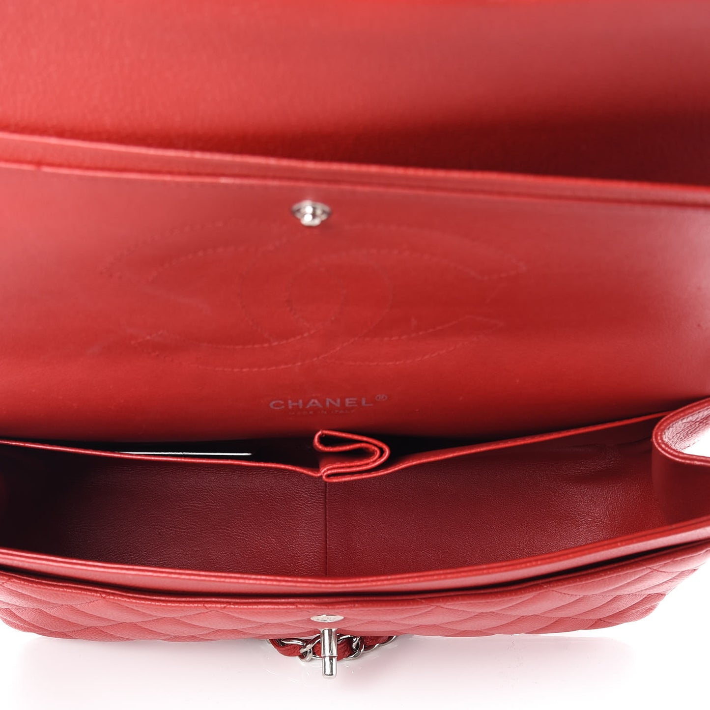 Caviar Quilted Jumbo Double Flap Red
