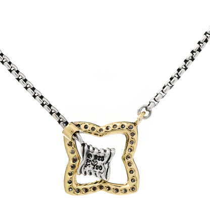 David Yurman Sterling Silver 18K Yellow Gold Diamond 17mm Quatrefoil Lariat Necklace 4 of 4
