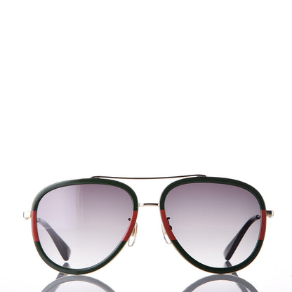 Gucci Web Aviator Sunglasses GG0062S Green Red 2 of 8