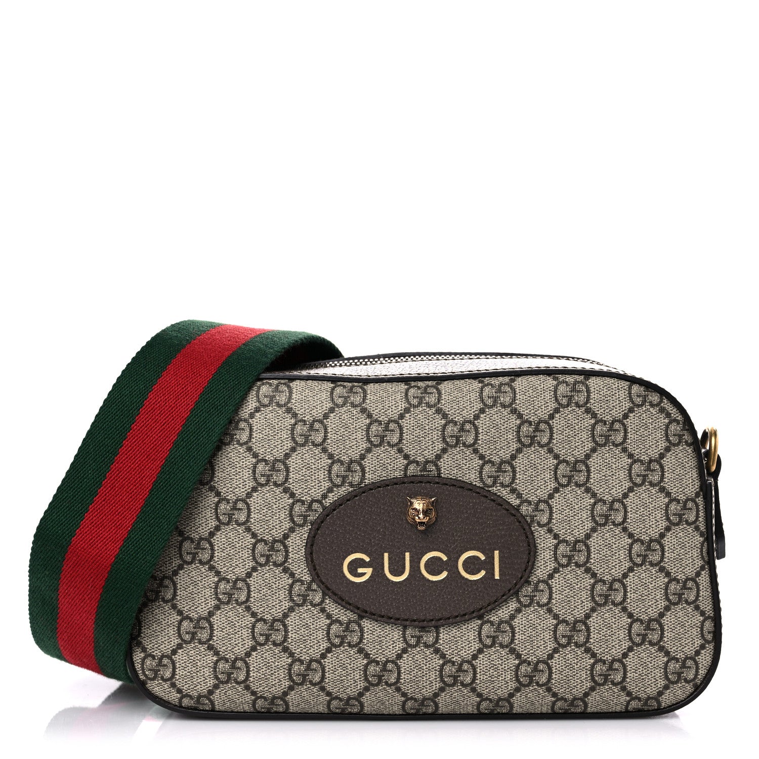 Gucci GG Supreme Monogram Web Neo Vintage Shoulder Bag Beige New Acero Crop 1 of 10