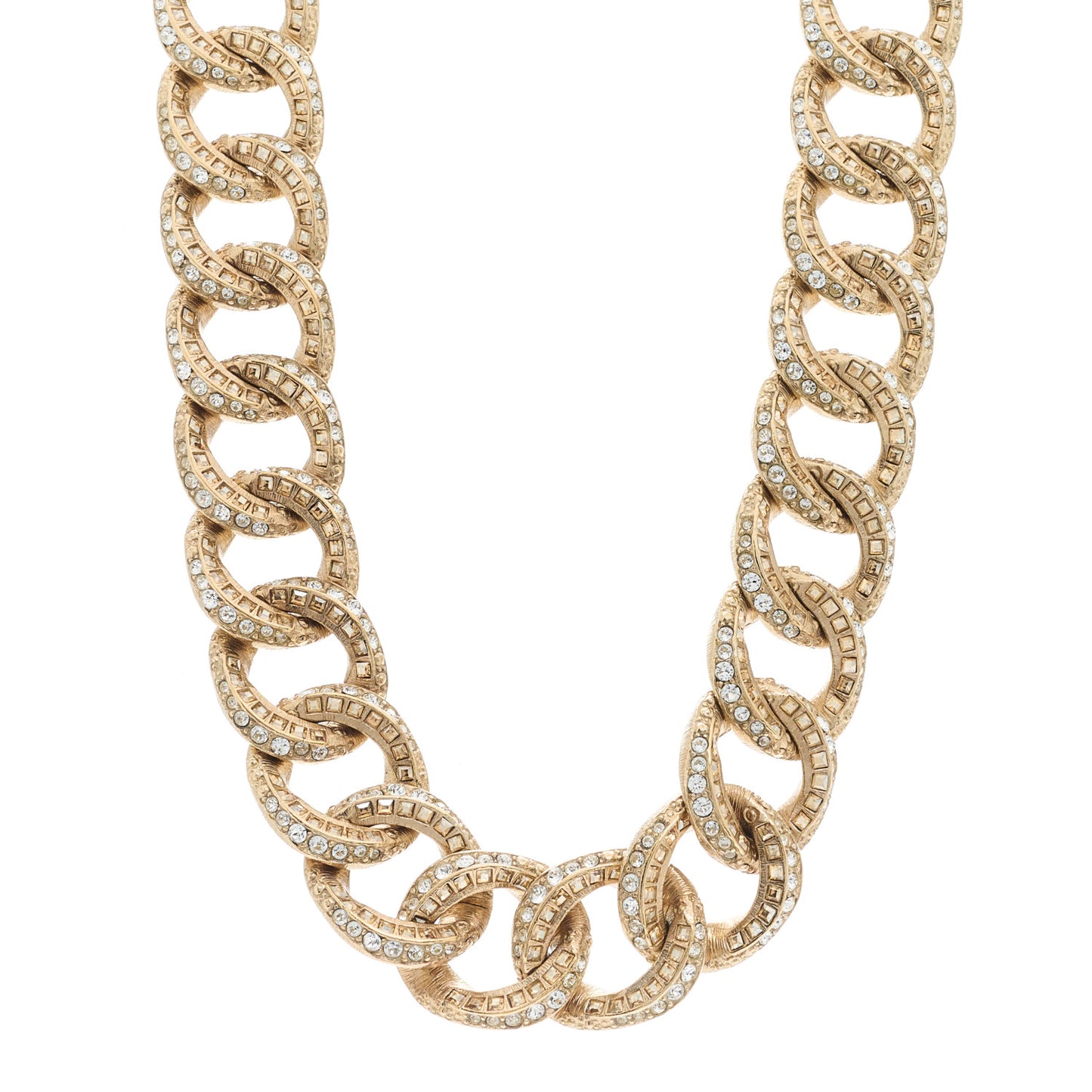 Baguette Crystal Moon CC Choker Necklace Gold