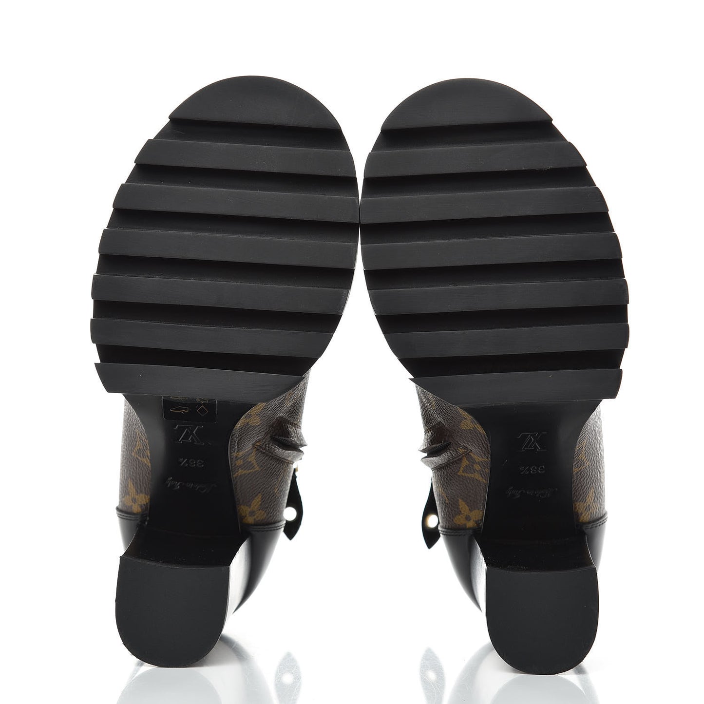 Patent Calfskin Monogram Star Trail Ankle Boots 38.5 Black
