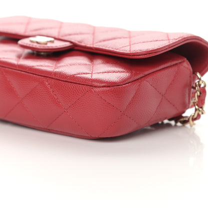 Chanel Caviar Quilted Flap Phone Holder With Chain Red 12 of 13