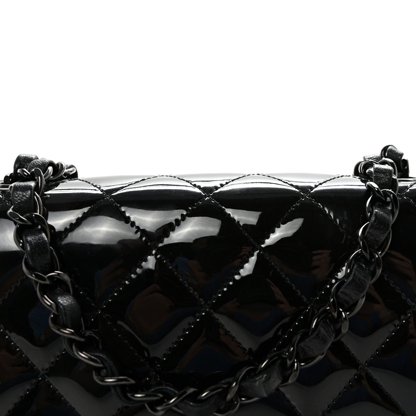 Patent Calfskin Quilted Mini Square Flap So Black