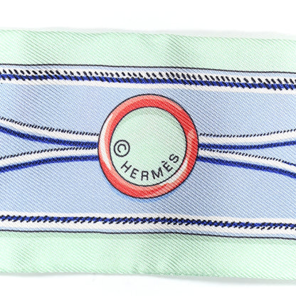Hermes Silk Maillons Twilly Vert D'eau Ciel Rouge 4 of 5