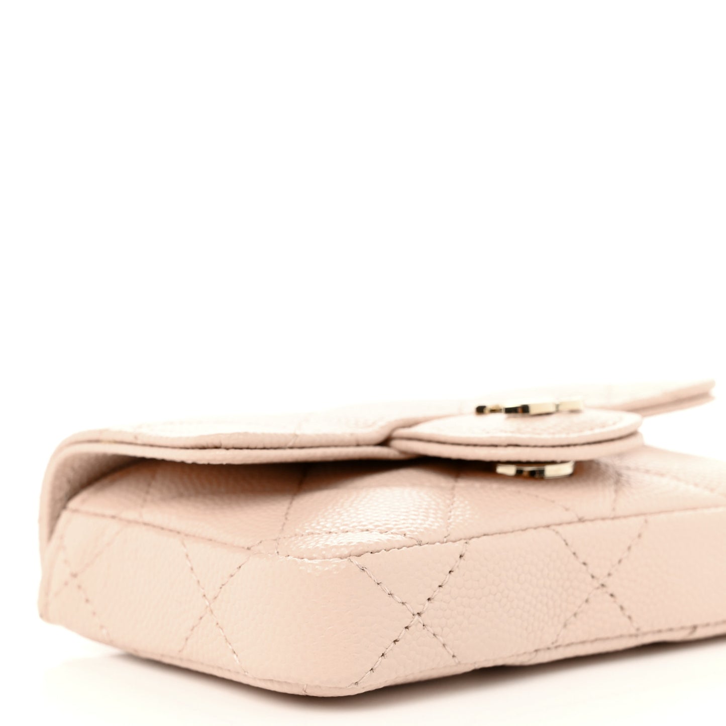 Caviar Quilted Mini Chain Belt Bag Light Beige
