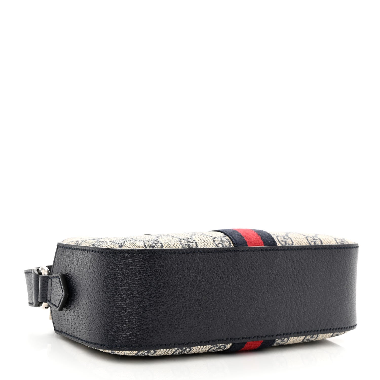 Gucci GG Supreme Monogram Textured Dollar Calfskin Web Small Ophidia Camera Bag Beige Blue 4 of 12
