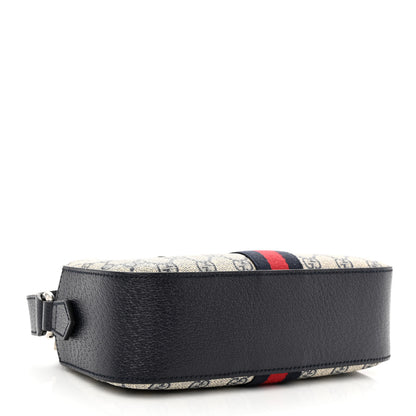 Gucci GG Supreme Monogram Textured Dollar Calfskin Web Small Ophidia Camera Bag Beige Blue 4 of 12