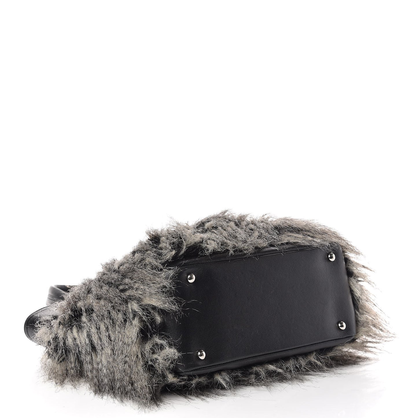 Calfskin Fantasy Fur Shopper Tote Black