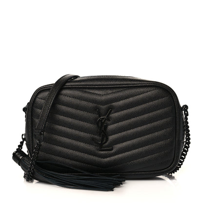 Saint Laurent Grain De Poudre Matelasse Monochrome Monogram Mini Lou Camera Bag Black 1 of 9